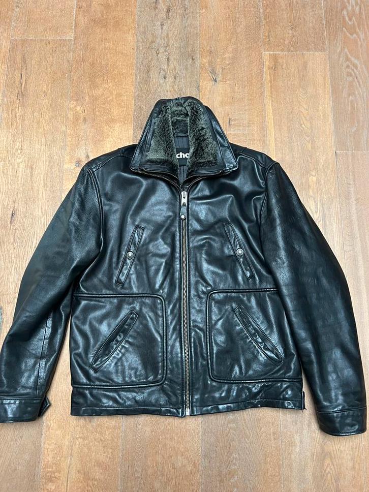 Schott NYC. Leren Teddy Bomberjack & Bontkraag Zwart XL, Kleding | Heren, Jassen | Winter, Zo goed als nieuw, Maat 56/58 (XL)