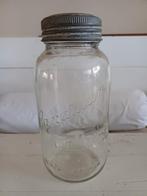 Oud glazen weckpot met glas in aluminium deksel, Antiek en Kunst, Curiosa en Brocante, Ophalen of Verzenden