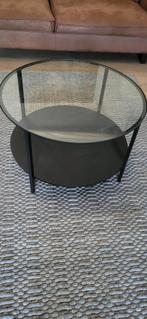 Ronde Salontafel met Glas, Huis en Inrichting, Ophalen, Gebruikt, 50 tot 100 cm, Rond