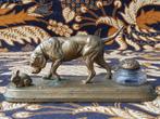 Mooie antieke inktpot uit Frankrijk met hond en konijn 1880., Antiek en Kunst, Ophalen of Verzenden