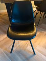 6 Dutch Bone Eetkamerstoelen - Zwart Leer, Huis en Inrichting, Stoelen, Ophalen, Gebruikt, Zwart, Leer