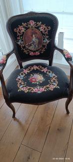 Retro fauteuil zitting/ armleggers /rug,   hand geborduurd, Verzamelen, Ophalen of Verzenden, Huis en Inrichting