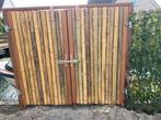 Tuinpoorten bamboe of tuinhout met stalen frame, Tuin en Terras, Tuinschermen, Ophalen of Verzenden, Zo goed als nieuw, Hout, 150 tot 200 cm