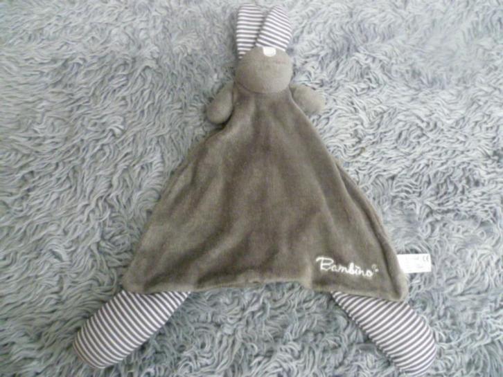 2x Grijs velours haas konijn gestreept knisper oren Bambino, Kinderen en Baby's, Speelgoed | Knuffels en Pluche, Zo goed als nieuw