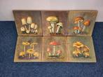 Botanische kunst tegels van Tc Oor gesigneerd paddenstoelen, Ophalen of Verzenden