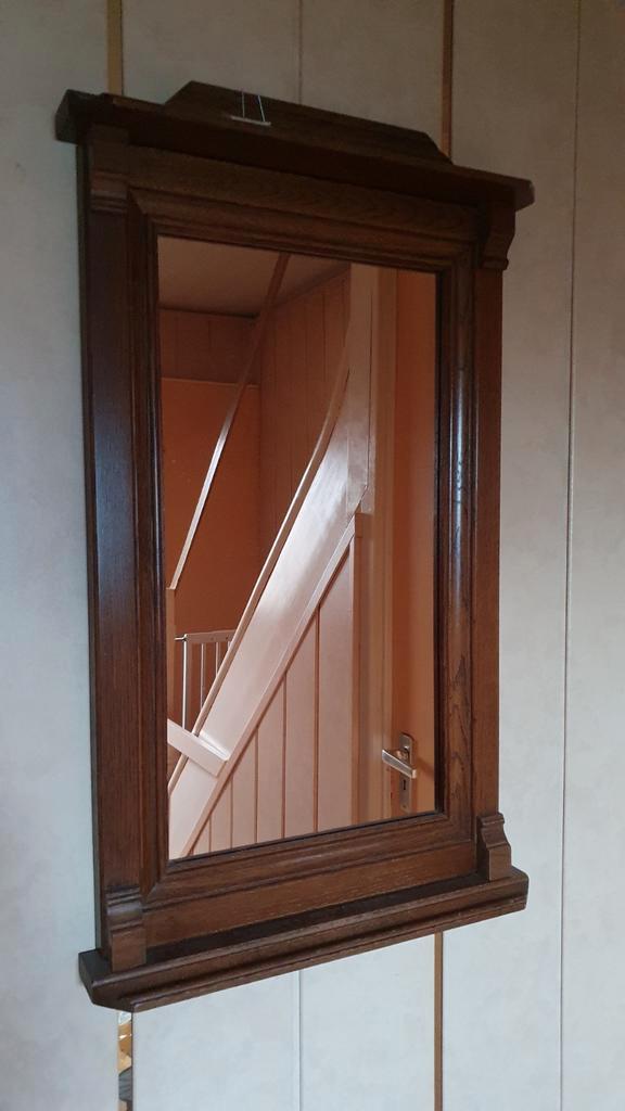 Leuke houten spiegel om te pimpen!, Huis en Inrichting, Woonaccessoires | Spiegels, Gebruikt, Minder dan 50 cm, Minder dan 100 cm