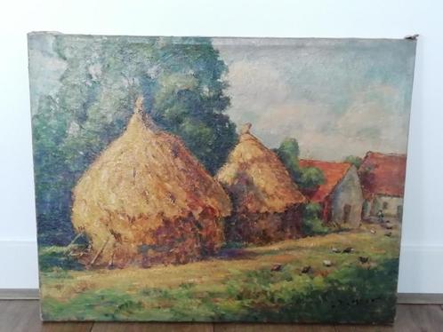 Leopold de Moor, olie op doek. Boerenlandschap 1942, Antiek en Kunst, Kunst | Schilderijen | Klassiek, Ophalen