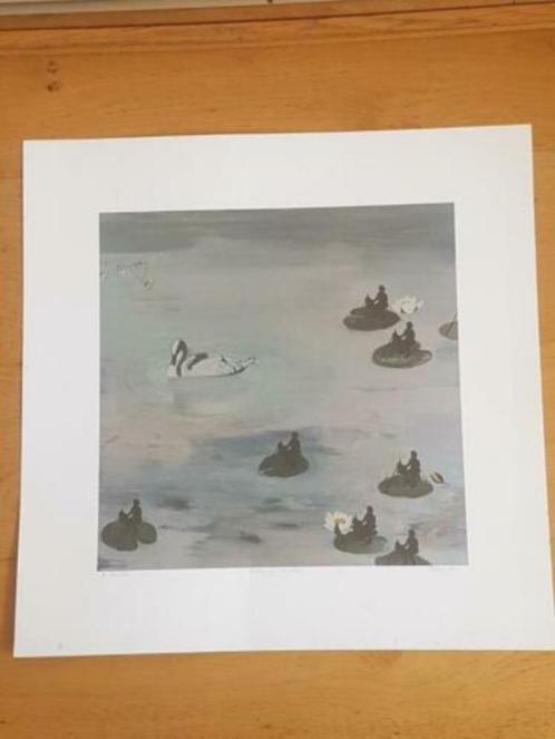 zeefdruk floating painters karin bos handgeschreven gesignee, Antiek en Kunst, Kunst | Litho's en Zeefdrukken, Ophalen