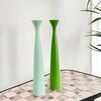 Scandinavisch design KANDELAAR Applicata hout groen retro, Overige materialen, Gebruikt, 25 tot 50 cm, Ophalen of Verzenden