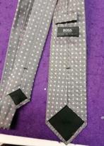 Hugo Boss stropdas 100% zijde grijs met roze stippen 34178, Grijs, Met patroon, Ophalen of Verzenden, Hugo Boss