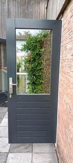 Hardhouten Buitendeur met Veiligheidsglas, 80 tot 100 cm, Ophalen of Verzenden, 200 tot 215 cm, Glas