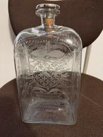 Antieke jenever fles 4 kanten gegraveerd Plm: 1875 - 1930., Ophalen of Verzenden