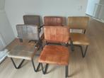 Stevige lederen eetkamerstoelen - 5 stuks, Ophalen, Gebruikt, Bruin, Leer