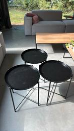 3x Ikea Gladom bijzettafel., Huis en Inrichting, Minder dan 55 cm, Gebruikt, Metaal of Aluminium, Rond