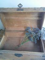 Hout met rieten kist schatkist bruidskist brocante kist, Antiek en Kunst, Ophalen of Verzenden