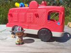 Fisher Price Little People Brandweerwagen met brandweerman, Ophalen, Zo goed als nieuw, Auto of Voertuig, Met licht