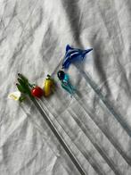 Vintage glazen roerstokjes handgemaakte figuurtjes set van 6, Huis en Inrichting, Ophalen, Glas, Overige stijlen, Overige typen