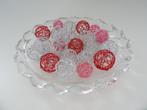Walther Glas schaal + draadballetjes zilver, rood, roze (nw), Huis en Inrichting, Woonaccessoires | Schalen en Manden, Schaal
