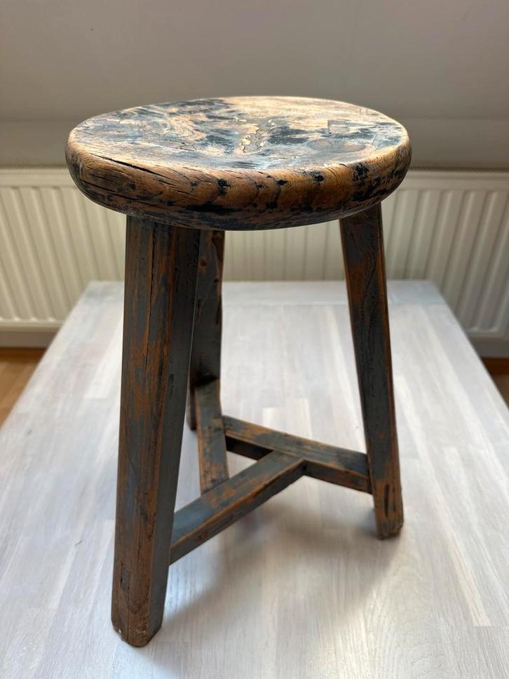 Antieke Houten Kruk check ook mijn andere advertenties!!, Antiek en Kunst, Antiek | Meubels | Stoelen en Banken, Ophalen of Verzenden