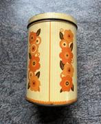 Verkade blik, oranje retro bloemenpatroon - vintage, Verzamelen, Ophalen of Verzenden, Gebruikt, Beschuit, Verkade