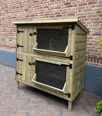NIEUW! dubbel konijnenhok, degelijk gemaakt! beschikbaar voor biedingen