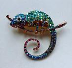 Royale broche / kettinghanger: polychroom kameleon, Overige materialen, 4 tot 7 cm, Overige kleuren, Nieuw