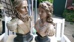 2 borstbeelden/bustes man/vrouw met de hand beschilderd, Ophalen, Zo goed als nieuw, Mens