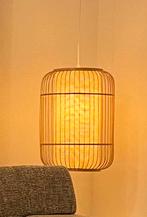 Twee hanglampen van bamboe, Japanse stijl, Ophalen, Zo goed als nieuw, Hout, Minder dan 50 cm