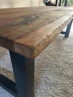 Robuuste eettafel van 80 jaar oude eiken planken, Huis en Inrichting, Tafels | Eettafels, Ophalen, Gebruikt, Eikenhout, 200 cm of meer