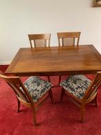 Donker eiken eettafel met 4 stoelen - complete set, Huis en Inrichting, Complete eetkamers, Ophalen, Gebruikt, 4 tot 6 stoelen