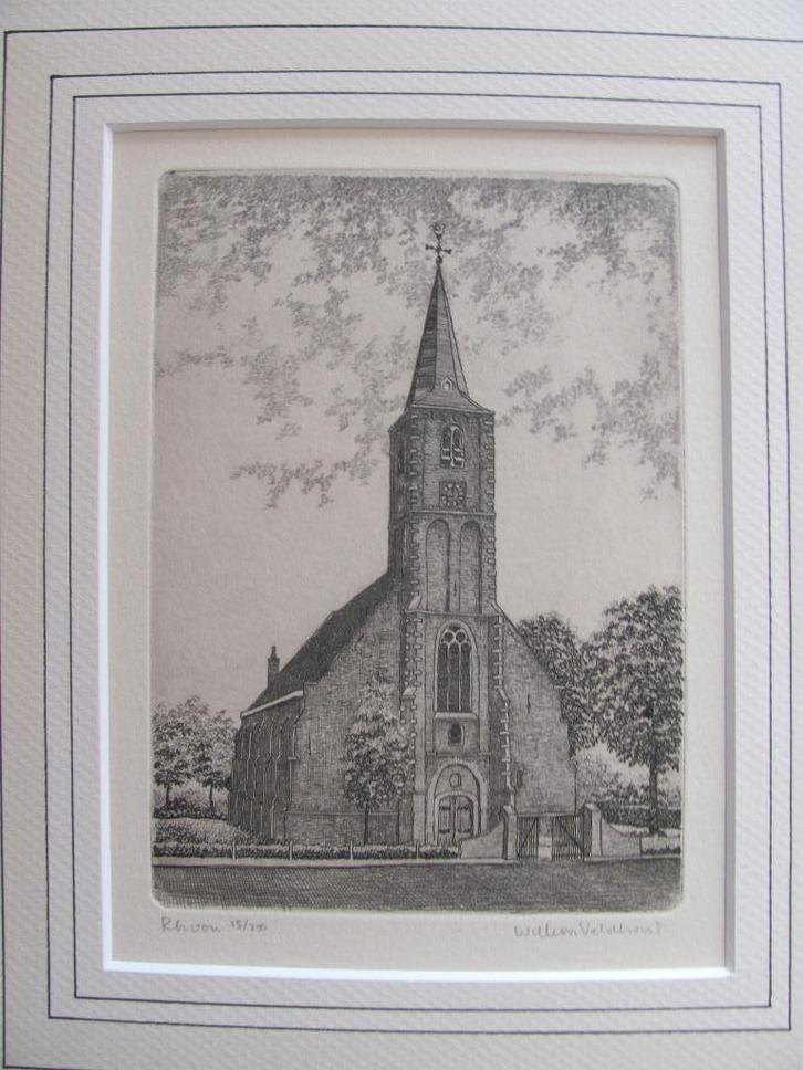 Rhoon - gesigneerde ets - Willem Veldhorst, Antiek en Kunst, Kunst | Etsen en Gravures, Ophalen of Verzenden