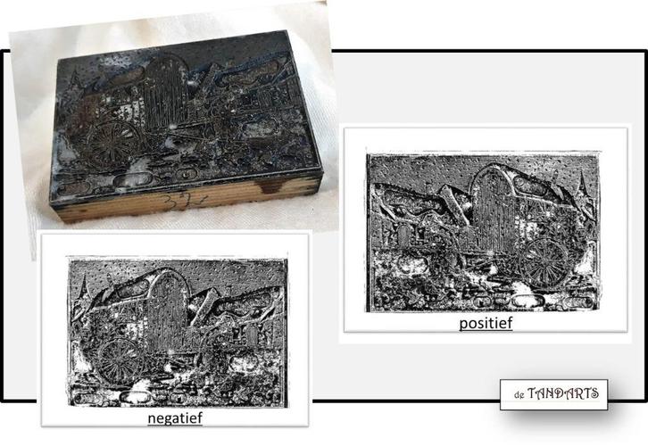 Boekdrukstempel met afbeelding van De Pest Koets, Antiek en Kunst, Antiek | Gereedschap en Instrumenten, Ophalen of Verzenden