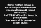 Kamer te huur Rotterdam, 2 mnd Dec/Jan, 50 m² of meer, Rotterdam
