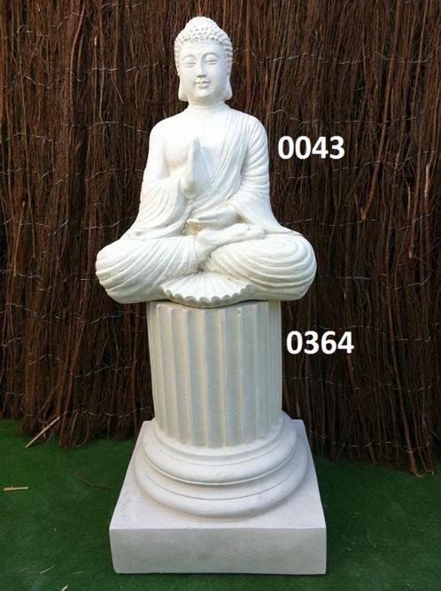 Boeddha met zuil, Tuin en Terras, Tuinbeelden, Nieuw, Mensenbeeld, Beton, Ophalen