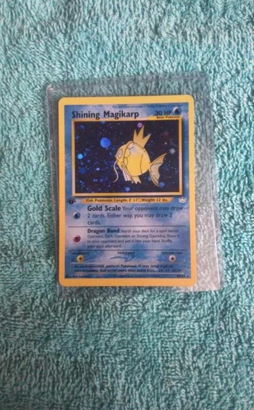 Shining magikarp Holo 1edition, Hobby en Vrije tijd, Verzamelkaartspellen | Pokémon, Zo goed als nieuw, Losse kaart, Foil, Ophalen of Verzenden