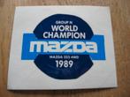 Sticker World Champion Mazda 323 4WD 1989, Ophalen, Nieuw, Auto of Motor