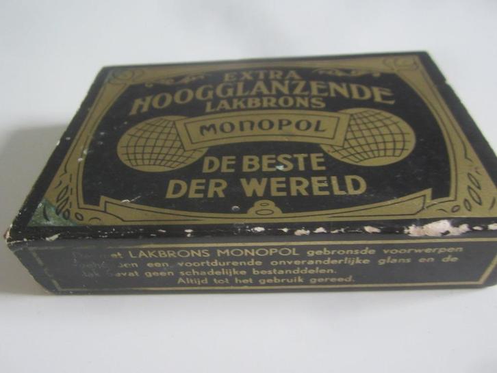 Schuifdoosje met set Monopol lakbrons. Schuifdoosje karton i, Antiek en Kunst, Antiek | Koper en Brons, Ophalen of Verzenden