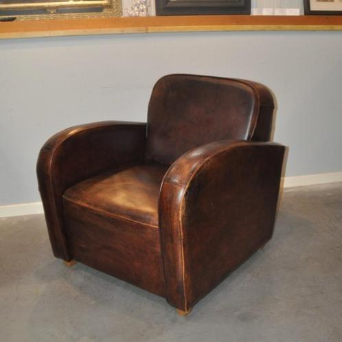 Art Deco grote schapenleren fauteuil, Antiek en Kunst, Antiek | Meubels | Stoelen en Banken, Ophalen