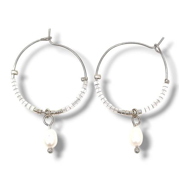 Luclo Arts Creolen met Zoetwaterparel - Summer 2025 #32, Sieraden, Tassen en Uiterlijk, Oorbellen, Nieuw, Hangers, Overige materialen