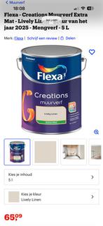 3 x Flexa creations muurverf lively linen, Doe-het-zelf en Verbouw, Verf, Beits en Lak, Ophalen, Nieuw, Beige, Verf