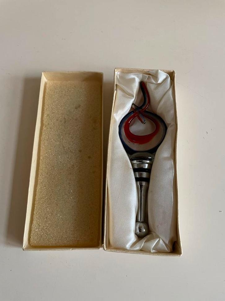 Murano glazen flessenstop - decoratief en functioneel, Huis en Inrichting, Woonaccessoires | Kandelaars en Kaarsen, Gebruikt, Metaal