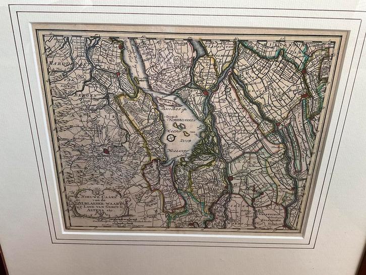 Caart van de Alblasser-Waart 't Land van Gorcum , anno 1780, Antiek en Kunst, Kunst | Etsen en Gravures, Ophalen of Verzenden