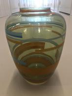 glas vaas geemailleerd art deco mid century design, Antiek en Kunst, Ophalen of Verzenden