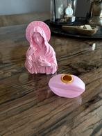 Roze Maria beeld en roze lip kandelaar handmade NIEUW, Huis en Inrichting, Ophalen of Verzenden, Nieuw