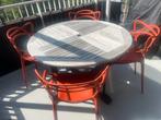 Kartell masters stapelstoelen incl ronde teaken tafel, Tuin en Terras, Tuinstoelen, Ophalen