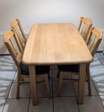 Blank eiken eettafel met 4 stoelen ., Huis en Inrichting, Complete eetkamers, Ophalen, Gebruikt, 4 tot 6 stoelen