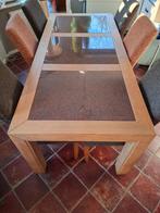 Eikenhouten eettafel met 6 stoelen (stoffering nodig), Huis en Inrichting, Ophalen, Gebruikt, Eigentijds, 6 tot 8 stoelen