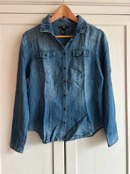 Spijkerblouse H&M maat 36, Kleding | Dames, Blouses en Tunieken, Zo goed als nieuw, Maat 36 (S), Blauw, Ophalen of Verzenden