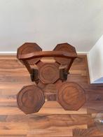 Antiek uitklapbaar serveertafeltjegesigneerd, Antiek en Kunst, Antiek | Meubels | Tafels, Ophalen of Verzenden