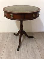 Prachtig Klassiek Engels Bijzet tafeltje Met Leren Bovenblad, Gebruikt, Cornwallantiques@hotmail.com, Rond, Ophalen of Verzenden